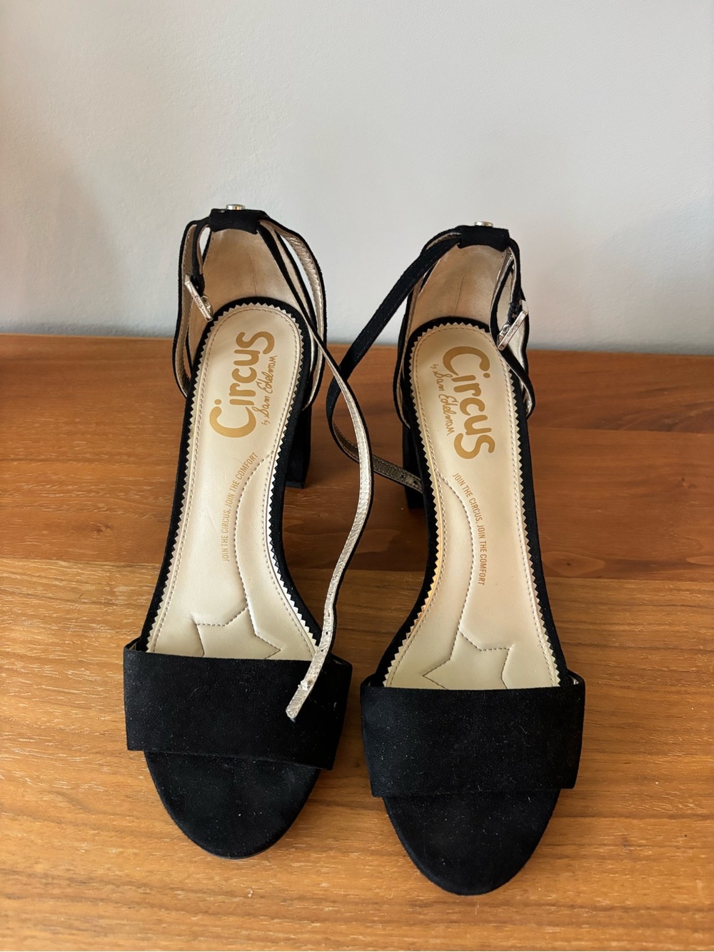 Circus by Sam Edelman Black Suede Open-Toe Ankle-Strap Heels
